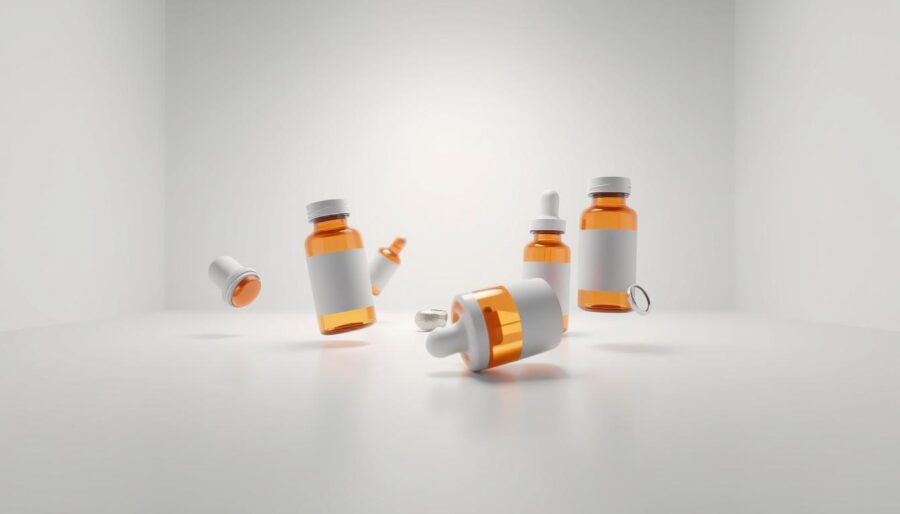 A sleek, photo-realistic animation of pharmaceutical products effortlessly moving through a sophisticated, minimalist "Simple Frame" environment. The products are rendered with exquisite detail, their surfaces gleaming under carefully positioned lighting that casts subtle shadows, conveying a sense of depth and volume. The background is a clean, white studio space, allowing the products to take center stage. The overall mood is one of clinical precision, highlighting the scientific and technological aspects of the pharmaceutical industry. The camera angles and perspectives are thoughtfully chosen to showcase the products' key features in an engaging, dynamic manner, emphasizing the advantages of using medical animation to present these products.