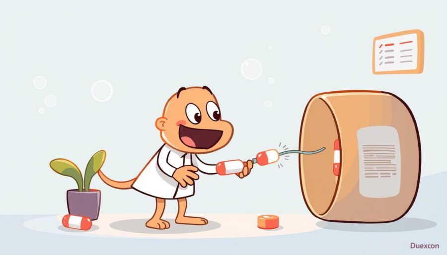 Generuj obrazek przedstawiający animację leku Duexon