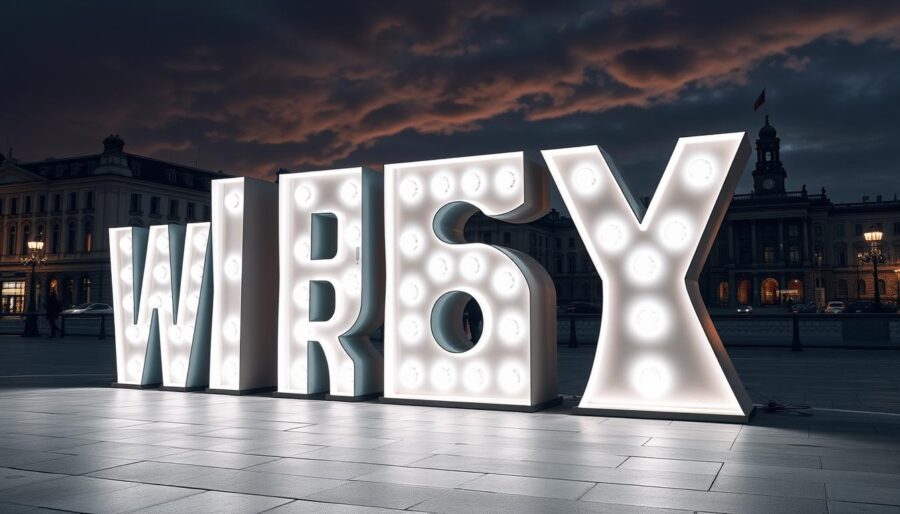 litery przestrzenne podświetlane warszawa